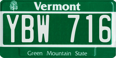 VT license plate YBW716