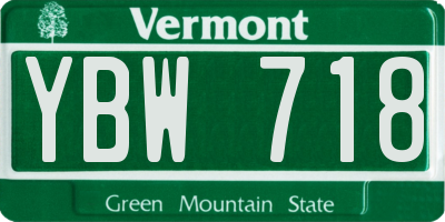 VT license plate YBW718