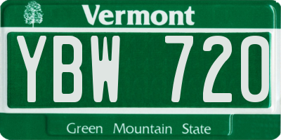 VT license plate YBW720
