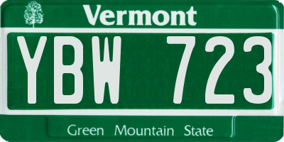 VT license plate YBW723
