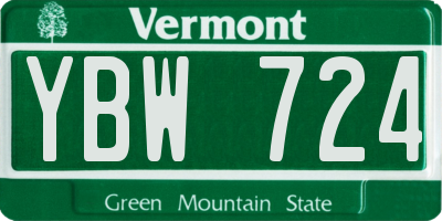 VT license plate YBW724