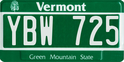 VT license plate YBW725