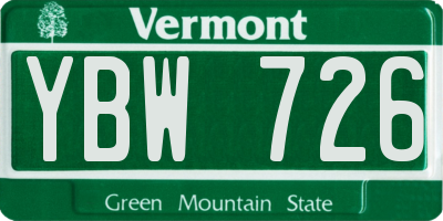 VT license plate YBW726
