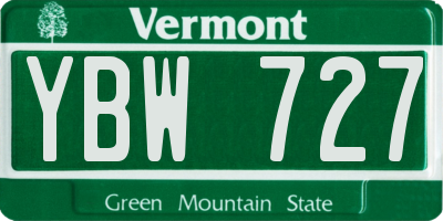 VT license plate YBW727