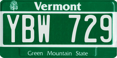VT license plate YBW729