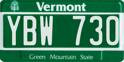VT license plate YBW730