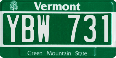 VT license plate YBW731