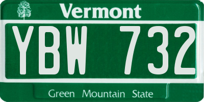 VT license plate YBW732