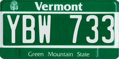 VT license plate YBW733