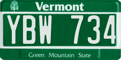 VT license plate YBW734