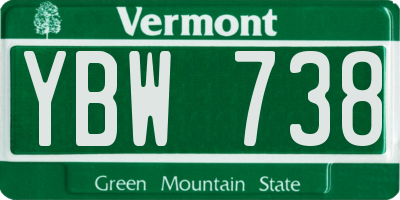 VT license plate YBW738