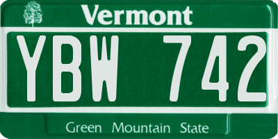 VT license plate YBW742