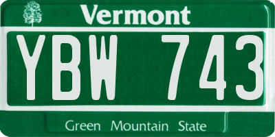 VT license plate YBW743