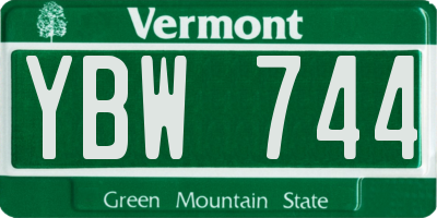 VT license plate YBW744