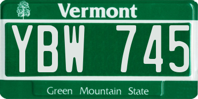 VT license plate YBW745