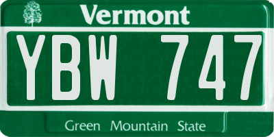 VT license plate YBW747
