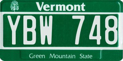VT license plate YBW748