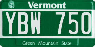 VT license plate YBW750