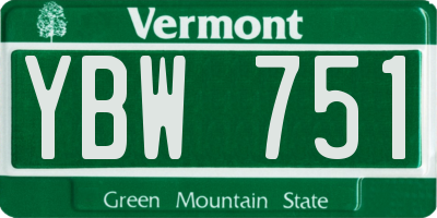 VT license plate YBW751