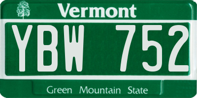 VT license plate YBW752