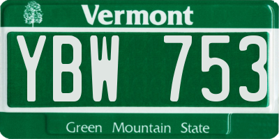 VT license plate YBW753