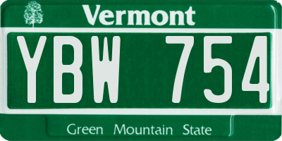 VT license plate YBW754