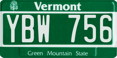 VT license plate YBW756