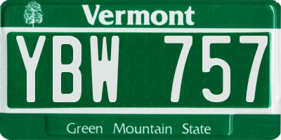 VT license plate YBW757