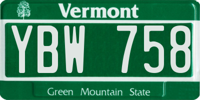 VT license plate YBW758