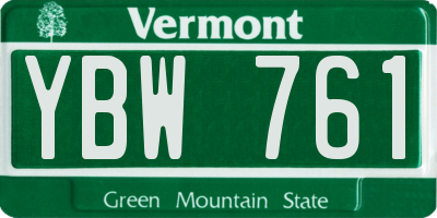 VT license plate YBW761