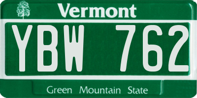 VT license plate YBW762