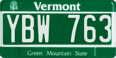 VT license plate YBW763