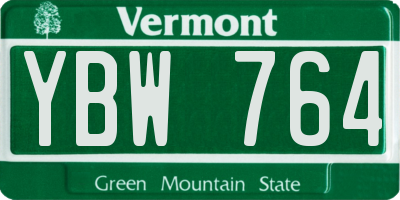 VT license plate YBW764