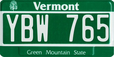 VT license plate YBW765