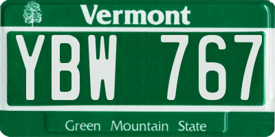 VT license plate YBW767