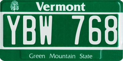 VT license plate YBW768