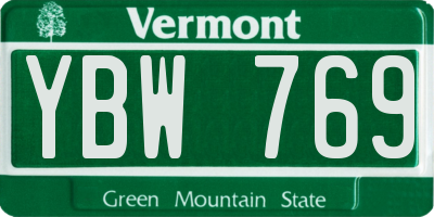 VT license plate YBW769