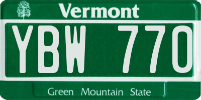 VT license plate YBW770