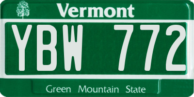 VT license plate YBW772