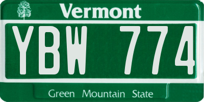 VT license plate YBW774