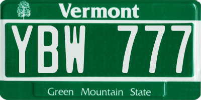 VT license plate YBW777