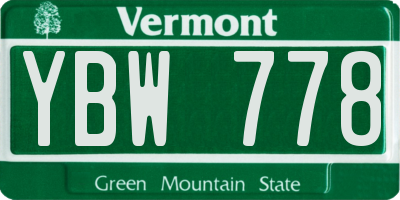 VT license plate YBW778