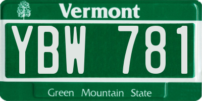 VT license plate YBW781