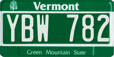 VT license plate YBW782