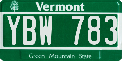 VT license plate YBW783