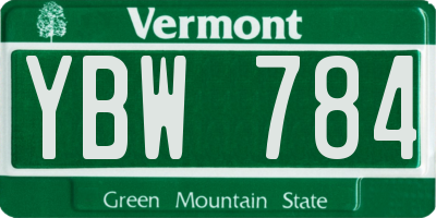 VT license plate YBW784
