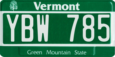 VT license plate YBW785