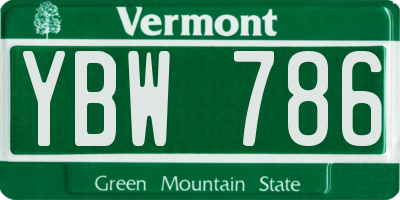 VT license plate YBW786