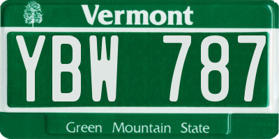 VT license plate YBW787