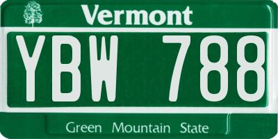 VT license plate YBW788